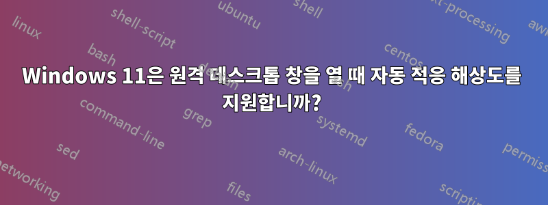 Windows 11은 원격 데스크톱 창을 열 때 자동 적응 해상도를 지원합니까?