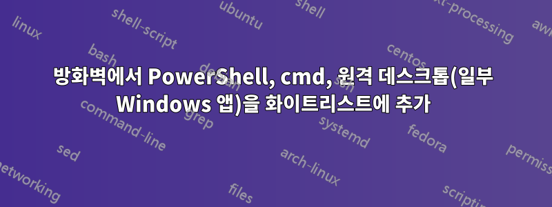 방화벽에서 PowerShell, cmd, 원격 데스크톱(일부 Windows 앱)을 화이트리스트에 추가