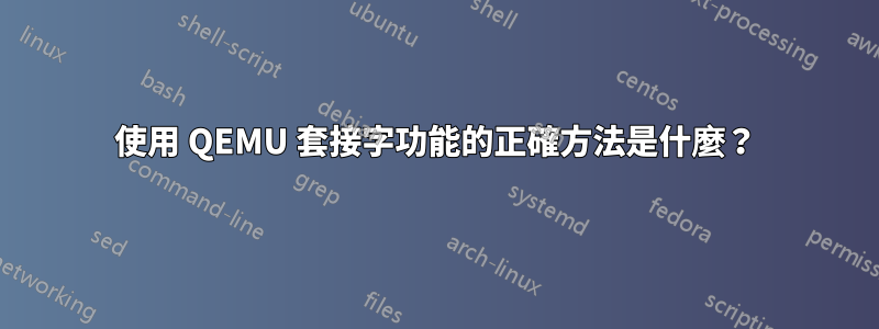 使用 QEMU 套接字功能的正確方法是什麼？