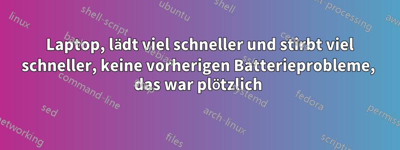 2019 Laptop, lädt viel schneller und stirbt viel schneller, keine vorherigen Batterieprobleme, das war plötzlich