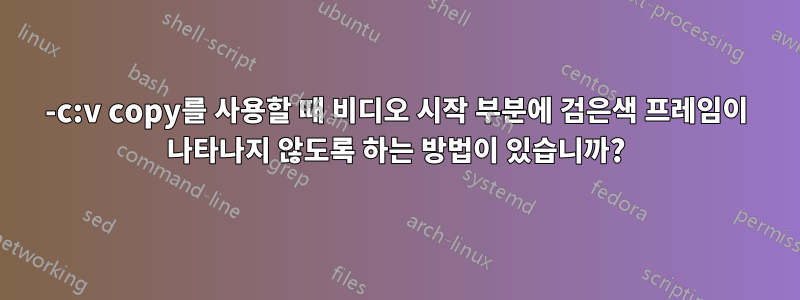 -c:v copy를 사용할 때 비디오 시작 부분에 검은색 프레임이 나타나지 않도록 하는 방법이 있습니까?