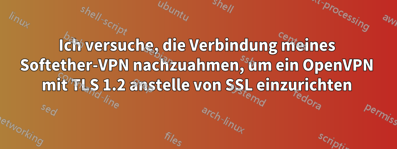 Ich versuche, die Verbindung meines Softether-VPN nachzuahmen, um ein OpenVPN mit TLS 1.2 anstelle von SSL einzurichten