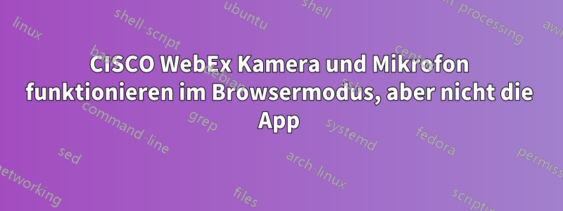 CISCO WebEx Kamera und Mikrofon funktionieren im Browsermodus, aber nicht die App