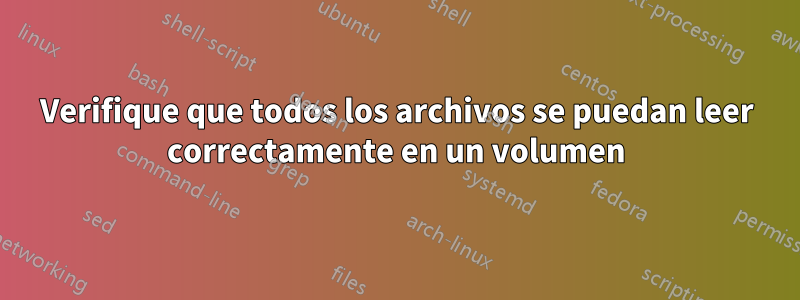 Verifique que todos los archivos se puedan leer correctamente en un volumen