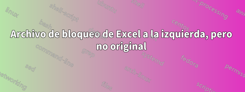 Archivo de bloqueo de Excel a la izquierda, pero no original