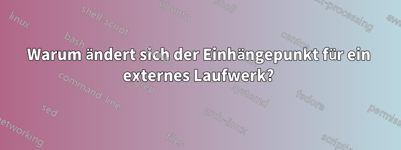 Warum ändert sich der Einhängepunkt für ein externes Laufwerk?