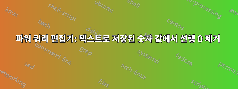 파워 쿼리 편집기: 텍스트로 저장된 숫자 값에서 선행 0 제거