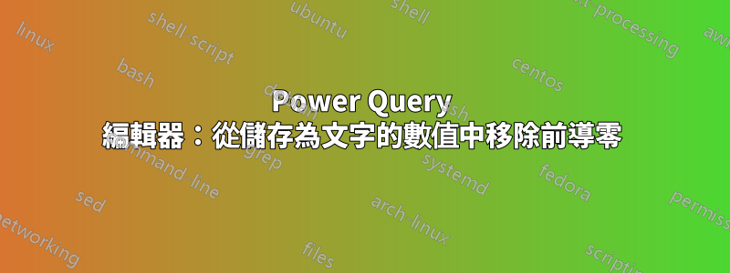 Power Query 編輯器：從儲存為文字的數值中移除前導零