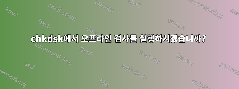 chkdsk에서 오프라인 검사를 실행하시겠습니까?