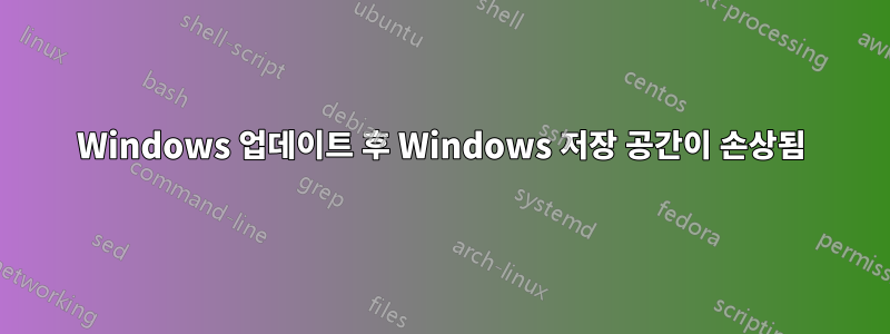 Windows 업데이트 후 Windows 저장 공간이 손상됨