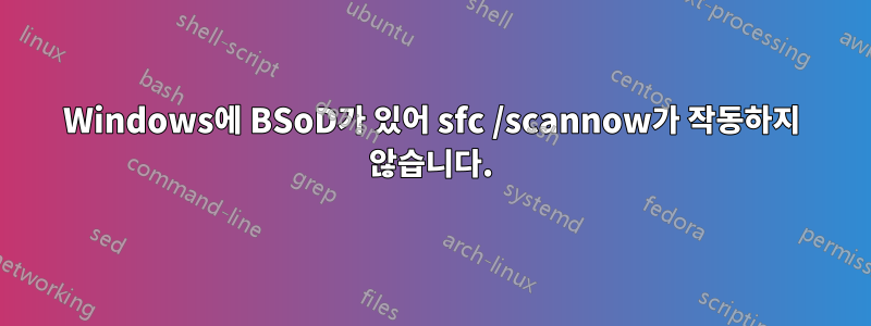 Windows에 BSoD가 있어 sfc /scannow가 작동하지 않습니다.