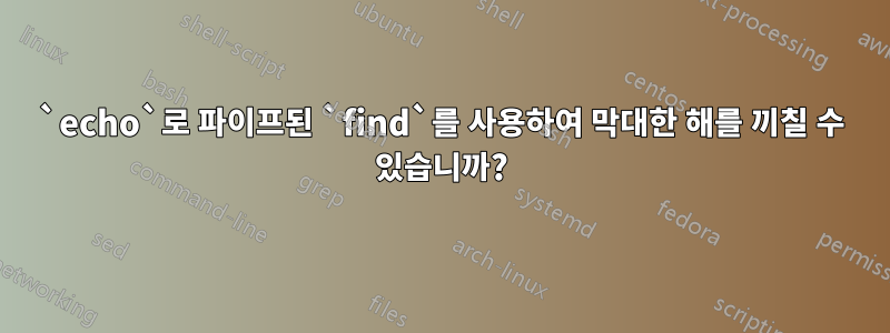 `echo`로 파이프된 `find`를 사용하여 막대한 해를 끼칠 수 있습니까?