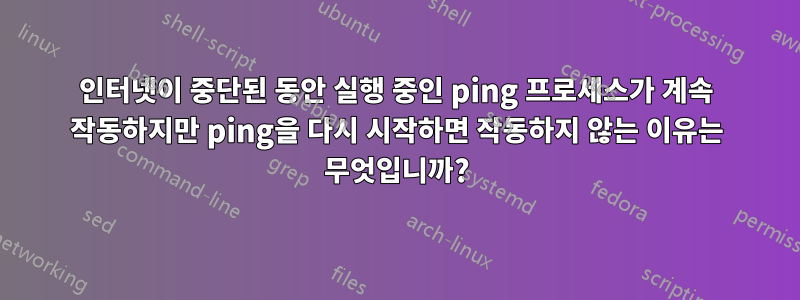 인터넷이 중단된 동안 실행 중인 ping 프로세스가 계속 작동하지만 ping을 다시 시작하면 작동하지 않는 이유는 무엇입니까?