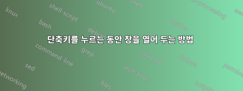 단축키를 누르는 동안 창을 열어 두는 방법
