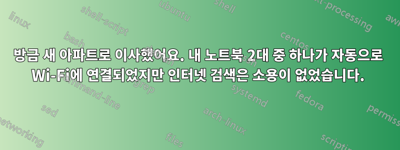 방금 새 아파트로 이사했어요. 내 노트북 ​​2대 중 하나가 자동으로 Wi-Fi에 연결되었지만 인터넷 검색은 소용이 없었습니다.
