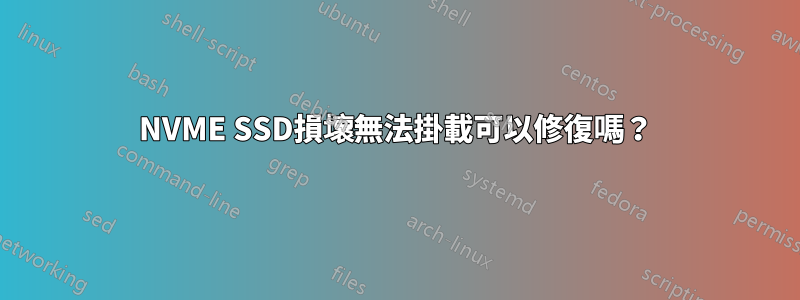 NVME SSD損壞無法掛載可以修復嗎？