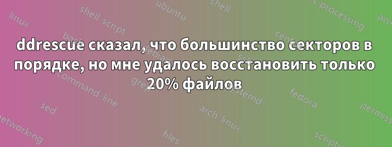 ddrescue сказал, что большинство секторов в порядке, но мне удалось восстановить только 20% файлов