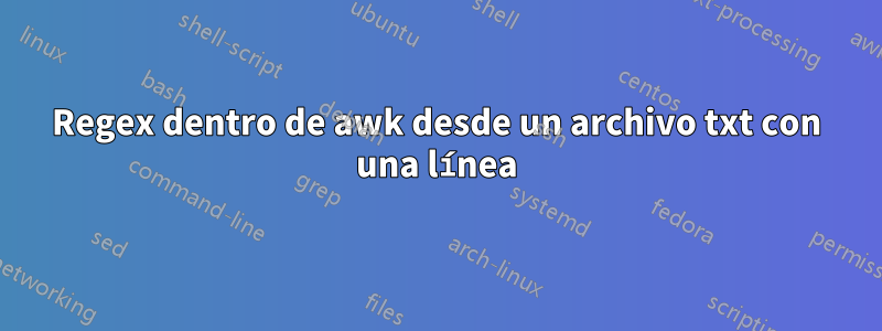 Regex dentro de awk desde un archivo txt con una línea