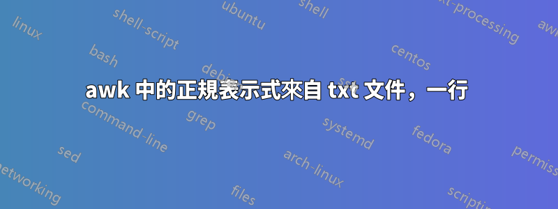 awk 中的正規表示式來自 txt 文件，一行