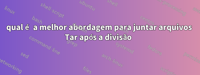 qual é a melhor abordagem para juntar arquivos Tar após a divisão 