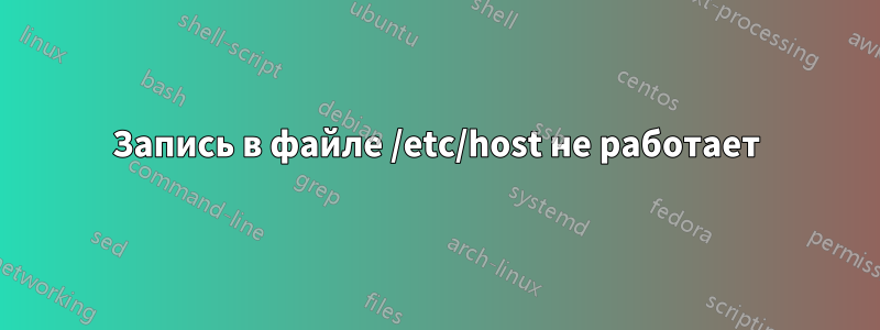 Запись в файле /etc/host не работает