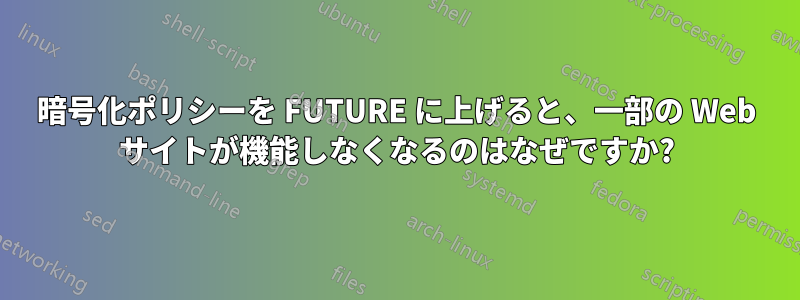 暗号化ポリシーを FUTURE に上げると、一部の Web サイトが機能しなくなるのはなぜですか?