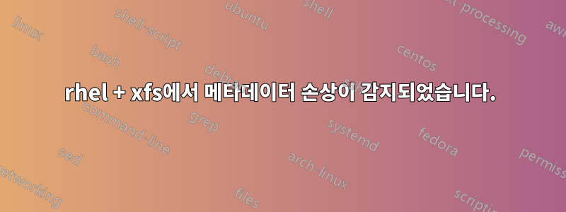 rhel + xfs에서 메타데이터 손상이 감지되었습니다.