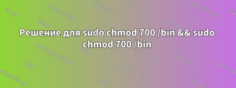 Решение для sudo chmod 700 /bin && sudo chmod 700 /bin