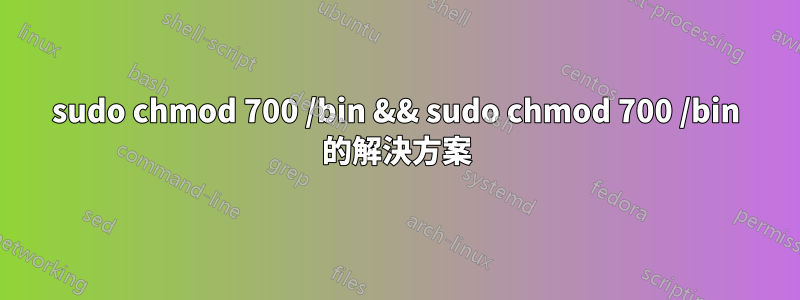 sudo chmod 700 /bin && sudo chmod 700 /bin 的解決方案