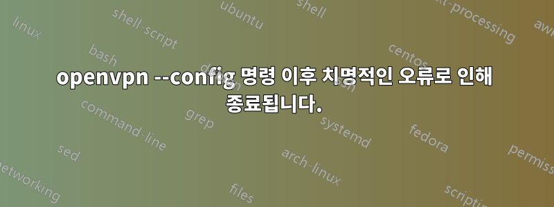 openvpn --config 명령 이후 치명적인 오류로 인해 종료됩니다.