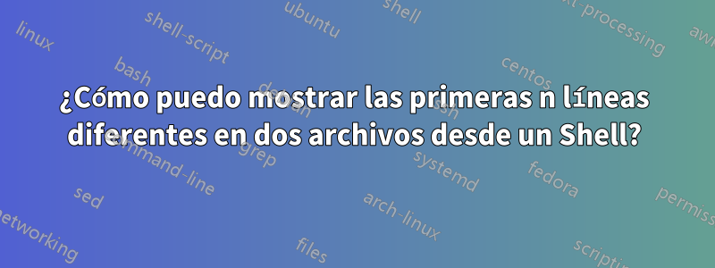 ¿Cómo puedo mostrar las primeras n líneas diferentes en dos archivos desde un Shell?