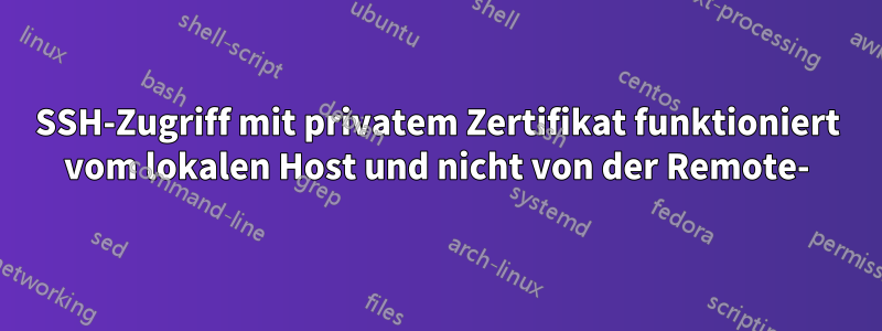 SSH-Zugriff mit privatem Zertifikat funktioniert vom lokalen Host und nicht von der Remote-