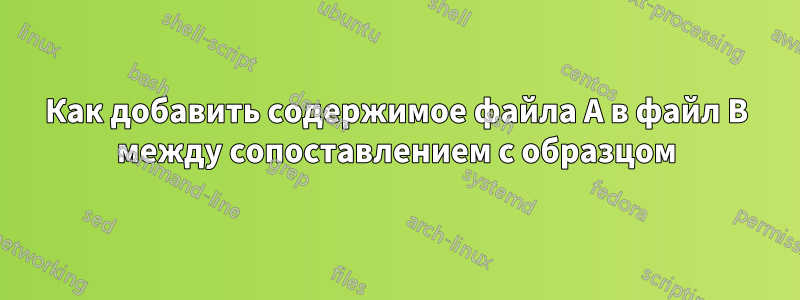 Как добавить содержимое файла A в файл B между сопоставлением с образцом