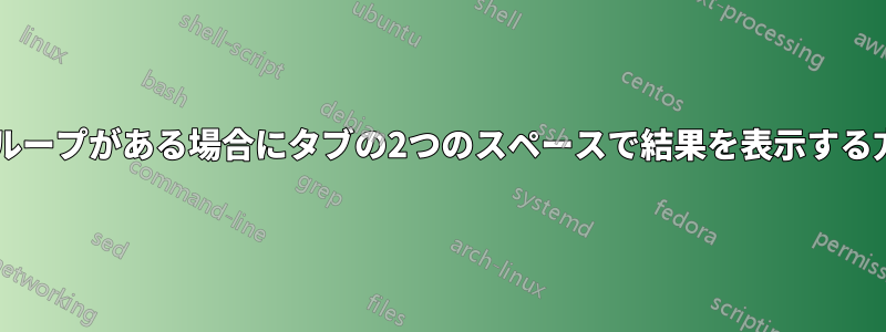 forループがある場合にタブの2つのスペースで結果を表示する方法