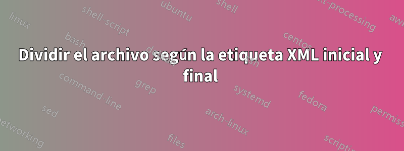 Dividir el archivo según la etiqueta XML inicial y final