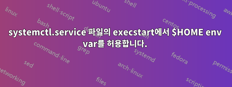 systemctl.service 파일의 execstart에서 $HOME env var를 허용합니다.