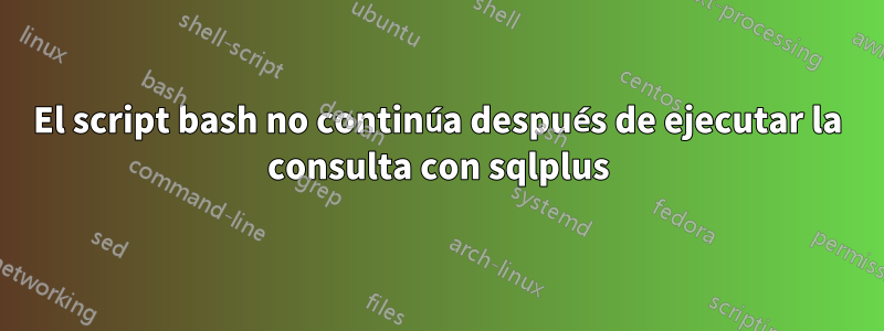 El script bash no continúa después de ejecutar la consulta con sqlplus