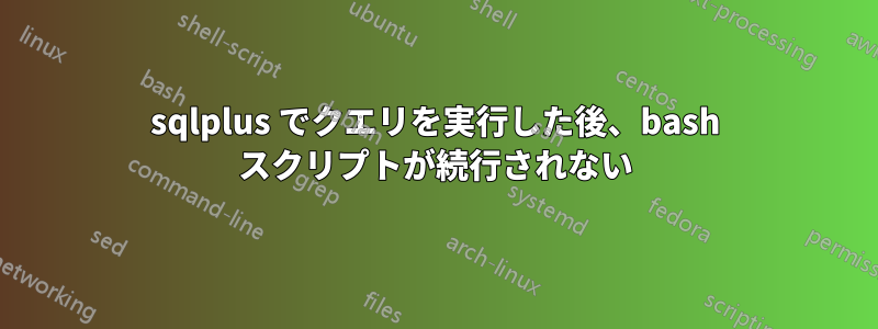 sqlplus でクエリを実行した後、bash スクリプトが続行されない