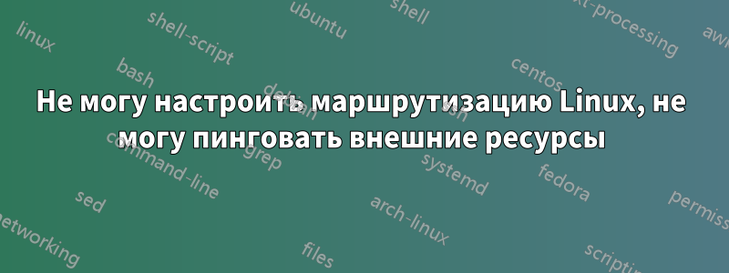Не могу настроить маршрутизацию Linux, не могу пинговать внешние ресурсы
