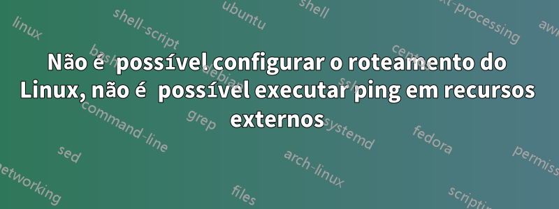 Não é possível configurar o roteamento do Linux, não é possível executar ping em recursos externos