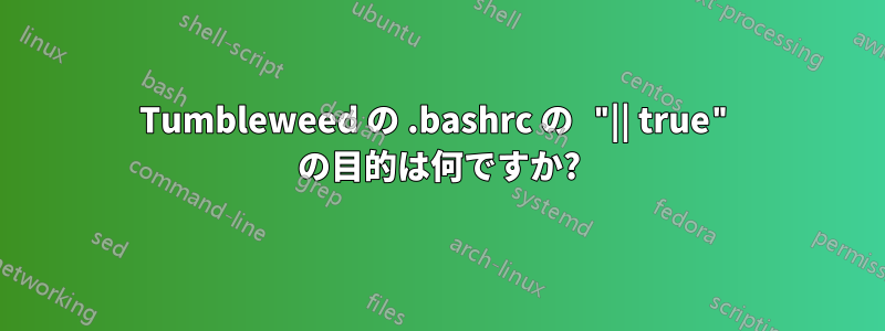 Tumbleweed の .bashrc の "|| true" の目的は何ですか?