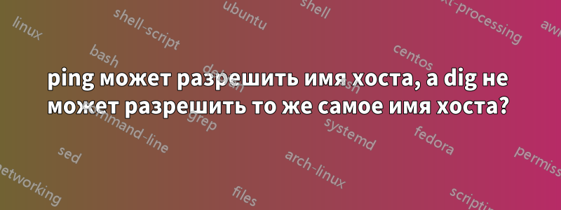 ping может разрешить имя хоста, а dig не может разрешить то же самое имя хоста?
