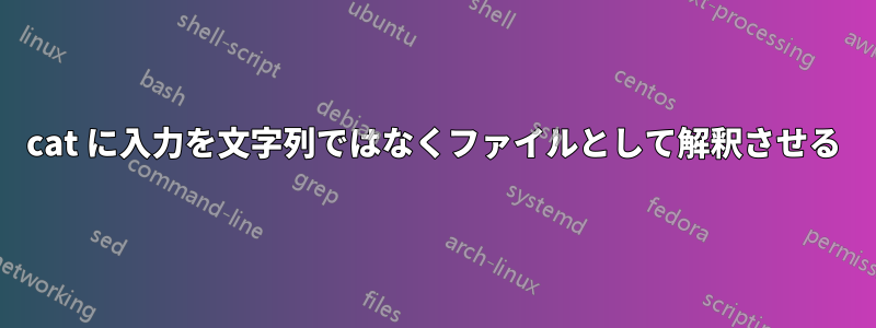 cat に入力を文字列ではなくファイルとして解釈させる