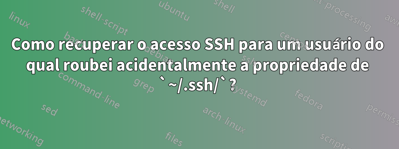 Como recuperar o acesso SSH para um usuário do qual roubei acidentalmente a propriedade de `~/.ssh/`?