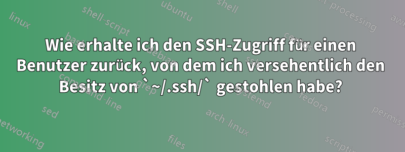 Wie erhalte ich den SSH-Zugriff für einen Benutzer zurück, von dem ich versehentlich den Besitz von `~/.ssh/` gestohlen habe?