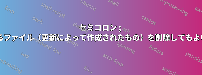 セミコロン ; が含まれるファイル（更新によって作成されたもの）を削除してもよいですか?