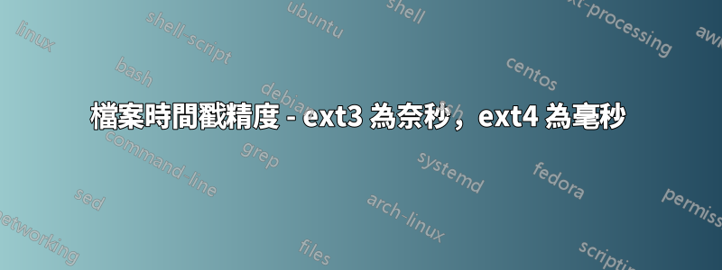 檔案時間戳精度 - ext3 為奈秒，ext4 為毫秒