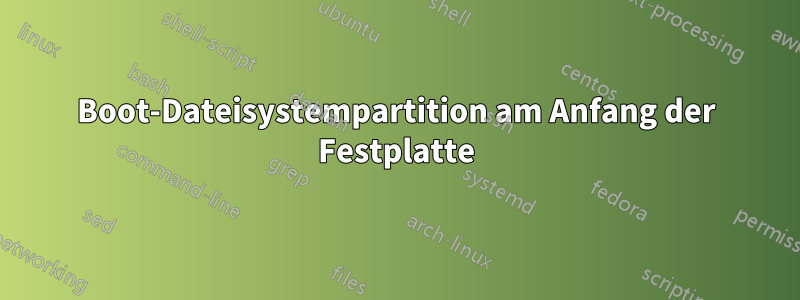 Boot-Dateisystempartition am Anfang der Festplatte