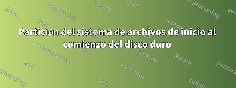Partición del sistema de archivos de inicio al comienzo del disco duro