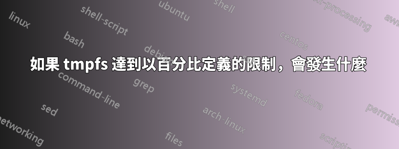 如果 tmpfs 達到以百分比定義的限制，會發生什麼